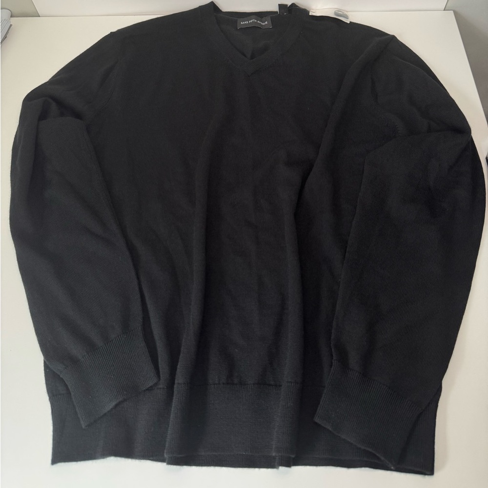 Saks Fifth Avenue Men's V-Neck Black Sweater
